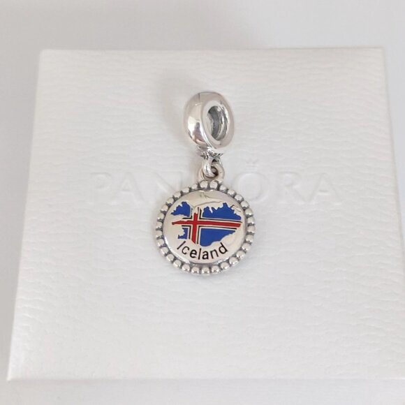 Pandora Iceland Flag Map Exclusive Travel Dangle Charm S925 Silver with box - Picture 7 of 8